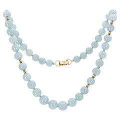 Vintage Ming’s 14k Yellow Gold Jadeite Graduated Bead Necklace