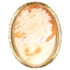 Antique Victorian 11k Yellow Gold Cameo Allegory of Day and Night Pendant Brooch