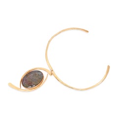 Art Smith 14K Yellow Gold Agate Modernist Sculptural Collar Drop Necklace