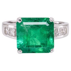 Platinum Colombian 4.24ct Emerald and Diamond Ring GIA