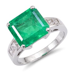 Platinum Colombian 4.24ct Emerald and Diamond Ring GIA