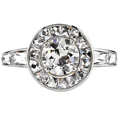 Round Diamond Surrounded by French Cut Diamonds Engagement Ring 10