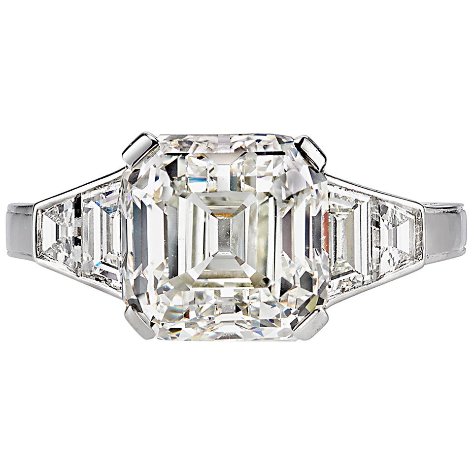 Stunning 4.65 Carat Asscher Cut GIA Cert Diamond Engagement Ring