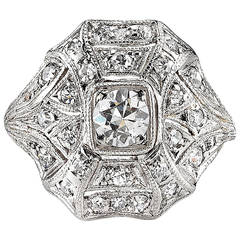 Art Deco Diamond Gold Statement Ring circa 1920 4