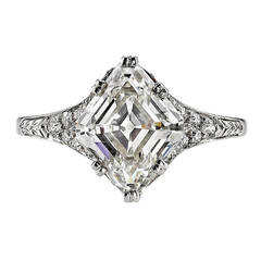 Incredible 2.73 Carat GIA Cert Lozenge Cut Diamond Platinum Engagement Ring