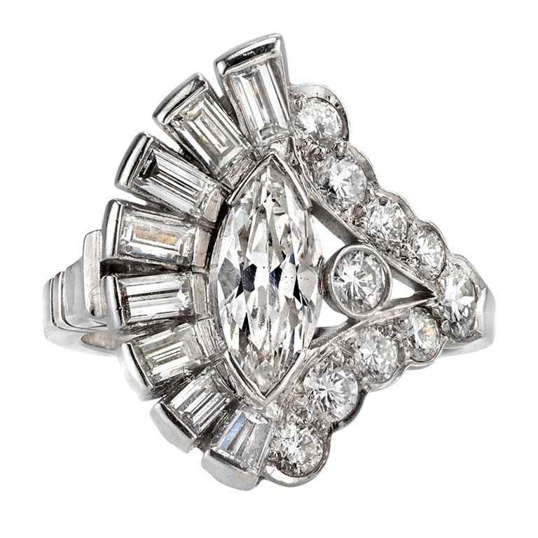 Incredible 1950's Marquise Statement Ring