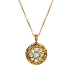 Victorian Diamond Gold Cluster Pendant