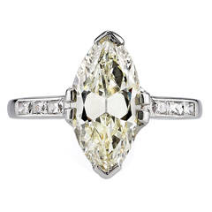 2.77 Carat Moval Marquise Cut Diamond Platinum Engagement Ring