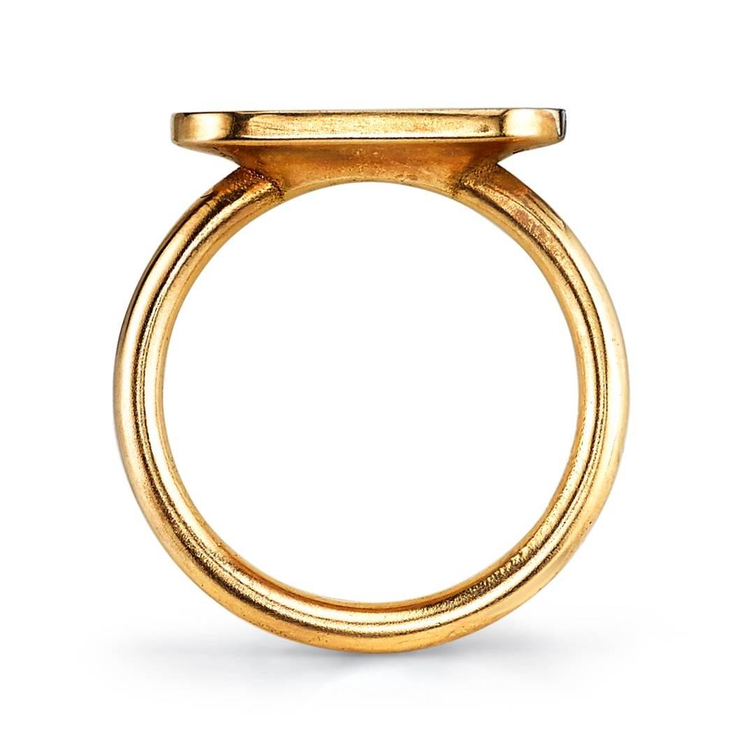 Contemporary Handcrafted Milo Singet Ring in 18K Yellow Gold by Single Stone For Sale