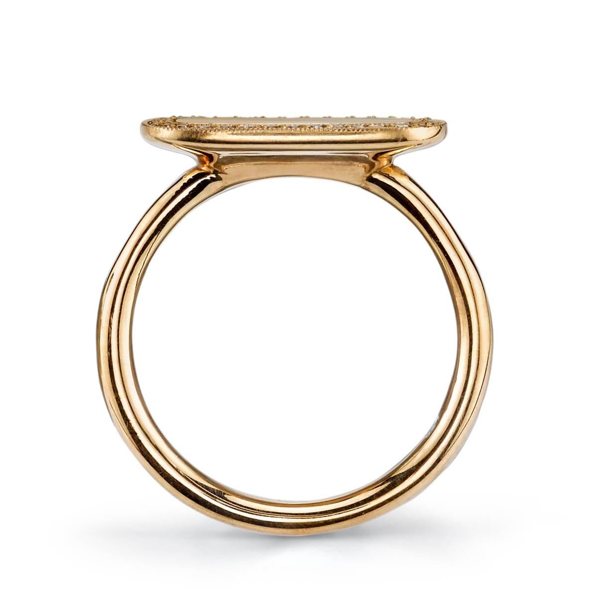 Diamond Gold Surround Modern Signet Ring  In New Condition In Los Angeles, CA