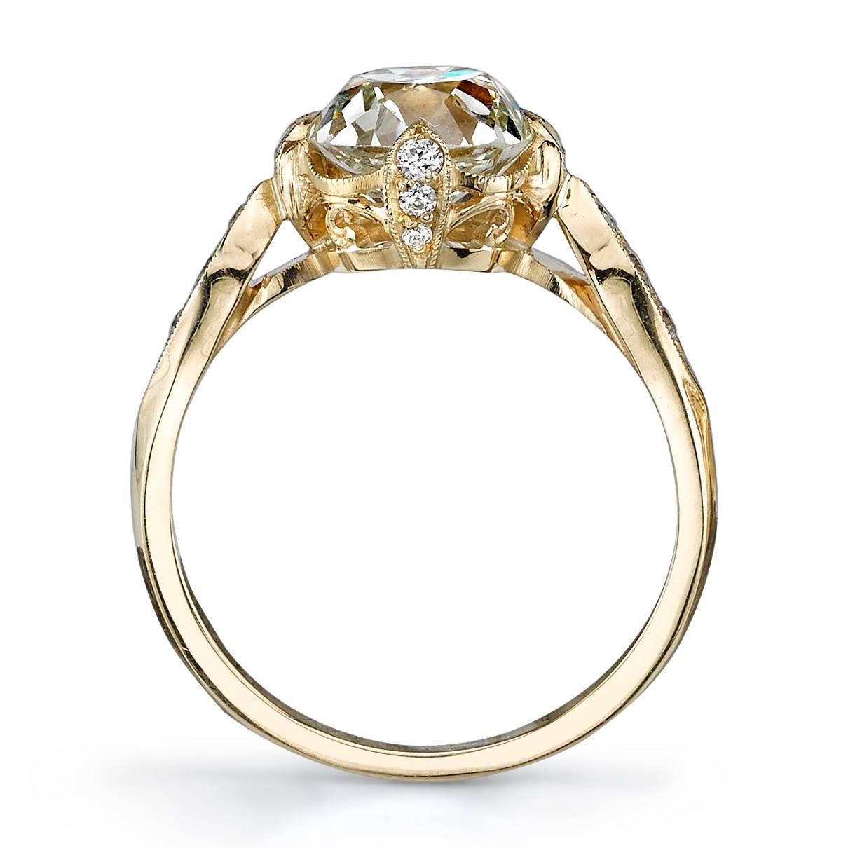 2.32 Carat Cushion Cut Diamond Gold Engagement Ring  In New Condition In Los Angeles, CA