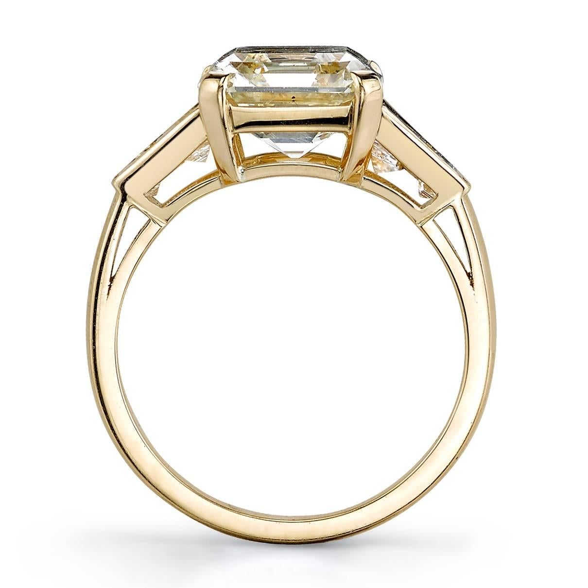 Art Deco 3.45 Carat Asscher Cut Diamond Engagement Ring 