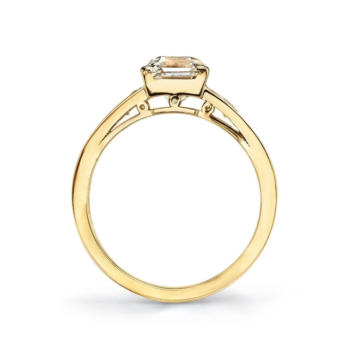Contemporary Asscher Cut Diamond Yellow Gold Engagement Ring