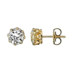 2.49 Carat Old European Cut Diamond Studs