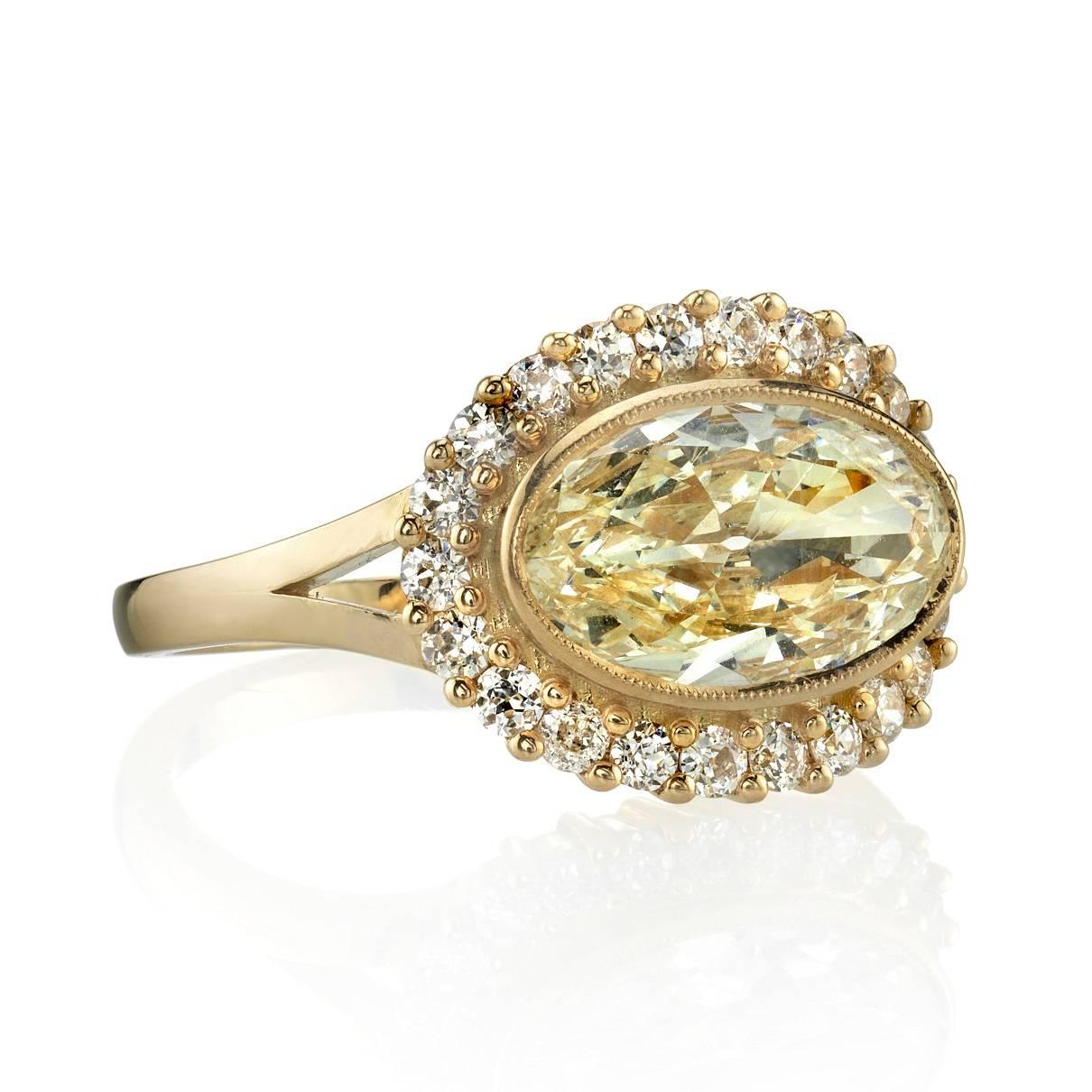 1.63ctw J/SI2 EGL certified Oval cut diamond with 0.15ctw old European cut accent diamonds set in a handcrafted 18k yellow gold mounting. 

Ring is currently a size 6 and can be sized to fit.

Our jewelry is made locally in Los Angeles and most