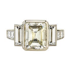 3.34 Carat Step Cut Diamond Gold Engagement Ring 1
