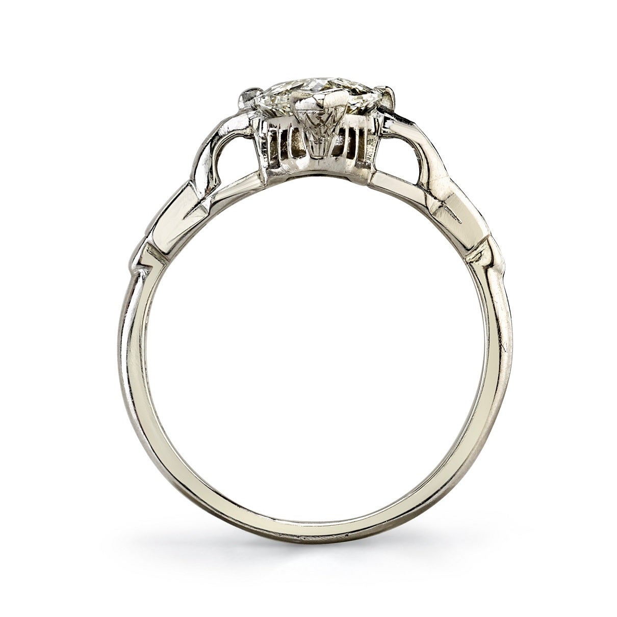 Art Deco 1.81 Carat Marquise Cut Diamond Platinum Engagement Ring