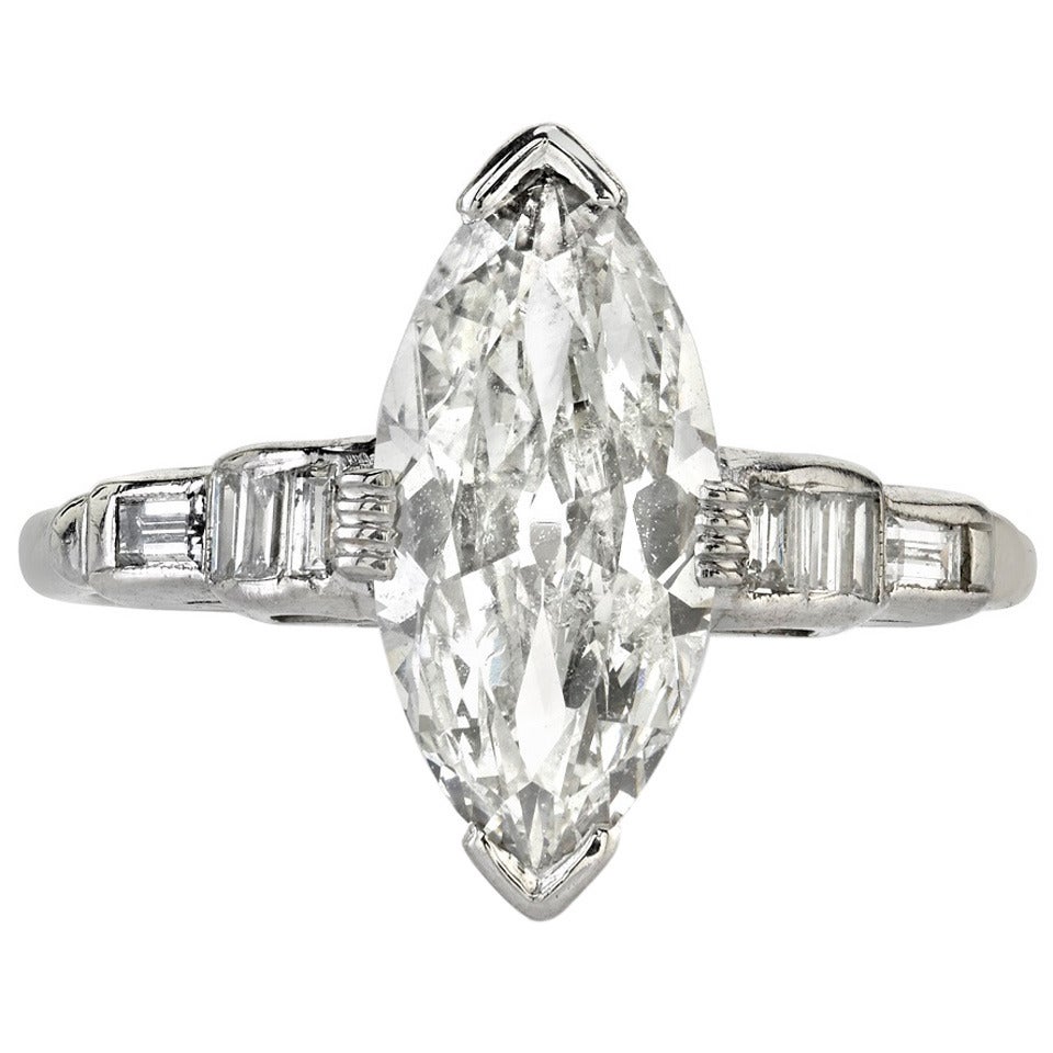 1.81 Carat Marquise Cut Diamond Platinum Engagement Ring