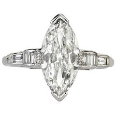 1.81 Carat Marquise Cut Diamond Platinum Engagement Ring