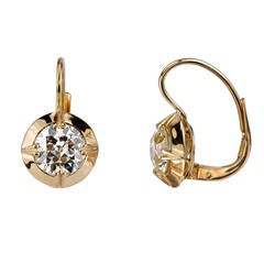 2.46 Carats Old European Cut Diamond Gold Dangle Earrings 10