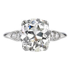 3.40 Carat GIA Cert Cushion Cut Diamond Platinum Engagement Ring
