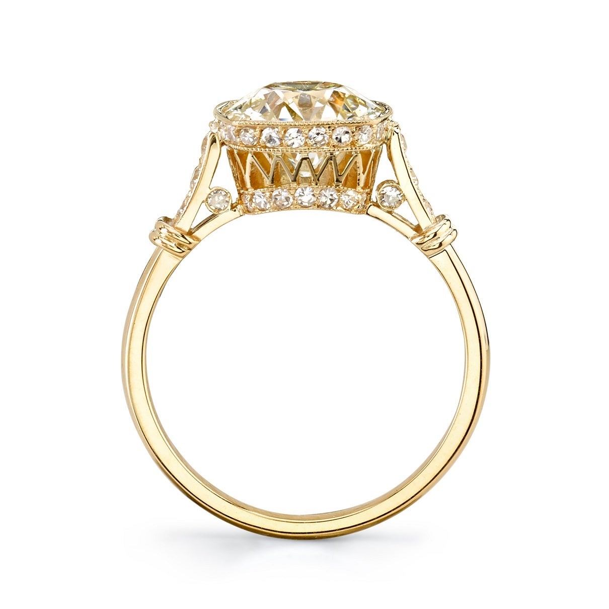 2.04 Carat GIA Cert Old European Cut Diamond Gold Engagement Ring In New Condition In Los Angeles, CA