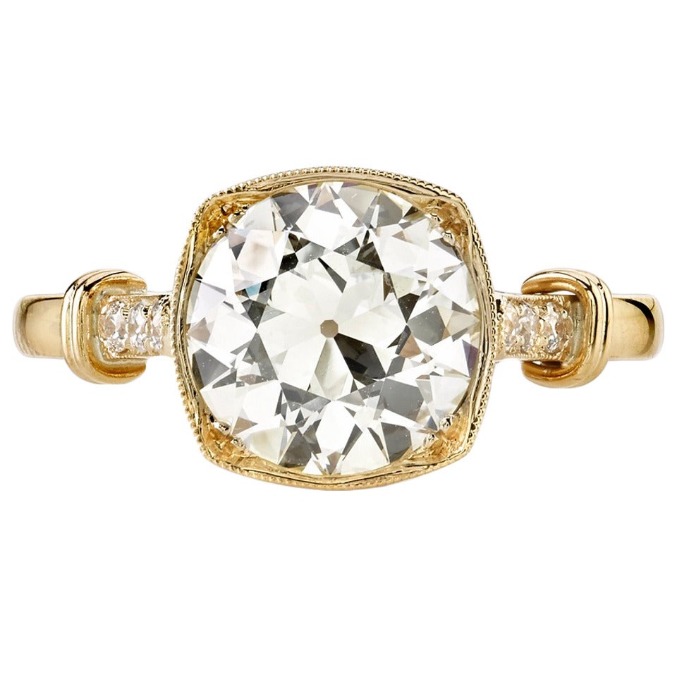 2.04 Carat GIA Cert Old European Cut Diamond Gold Engagement Ring