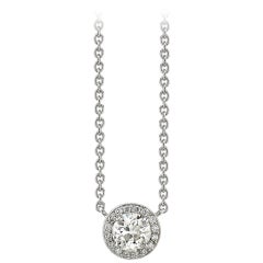 Diamond Pave Platinum Surround Drop Necklace