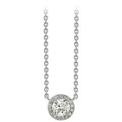 Diamond Pave Platinum Surround Drop Necklace 10