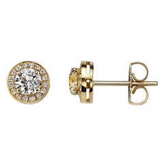 Diamond Gold Surround Stud Earrings 8