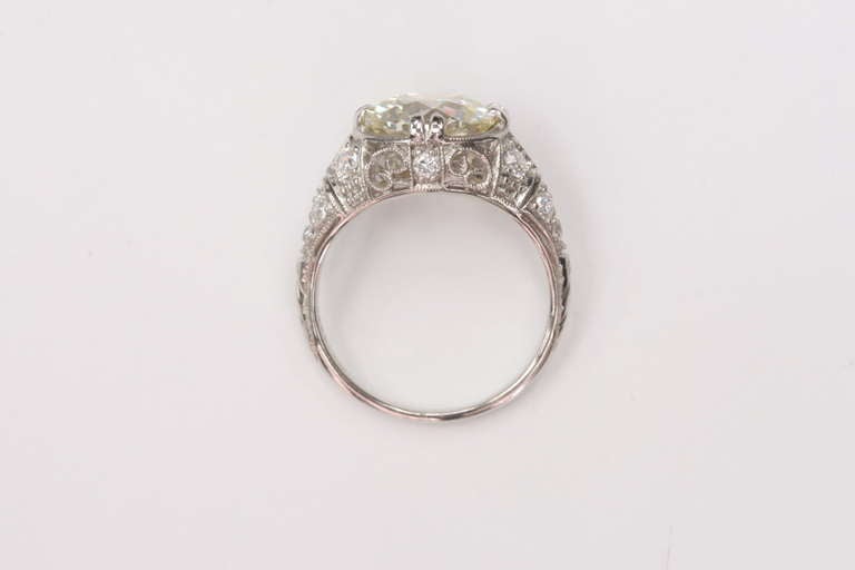 Hand Crafted Old European Cut Diamond Engagement Ring In New Condition In Los Angeles, CA