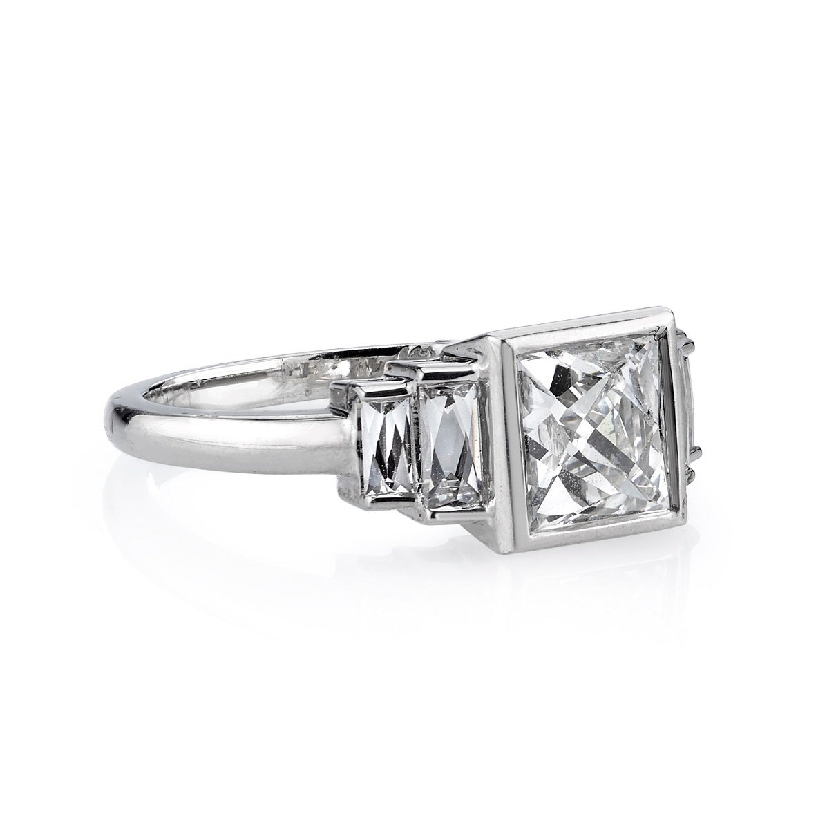 157 Carat French Cut Diamond Platinum Engagement Ring For Sale At 1stdibs