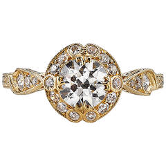 Old European Cut Diamond Gold Engagement Ring