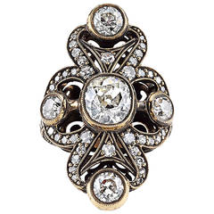 Cushion Cut Diamond Gold Cluster Ring 3