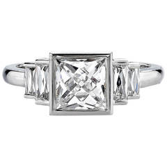 1.57 Carat French Cut Diamond Platinum Engagement Ring 1