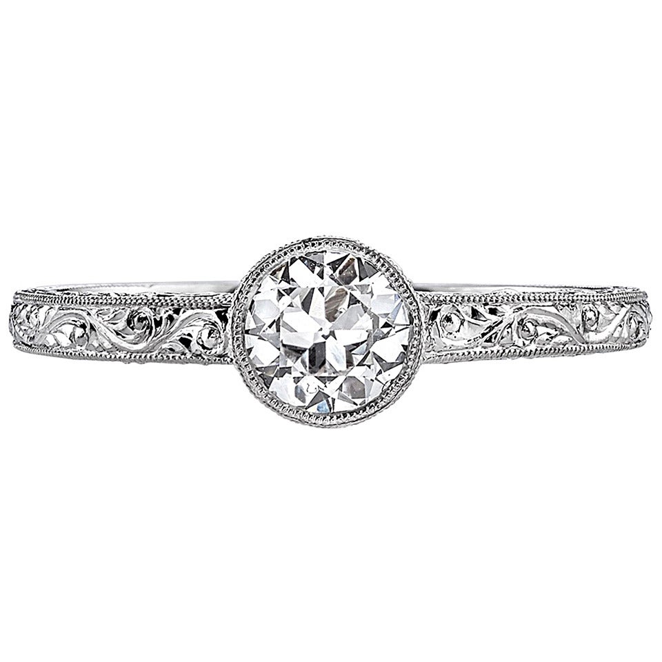 Old European Cut Diamond Platinum Engagement Ring