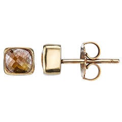Rustic Diamond Gold Stud Earrings