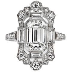 2.03 Carat GIA Cert Emerald Cut Diamond Platinum Engagement Ring