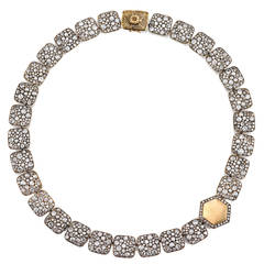 Diamond Gold Cobblestone Eternity Necklace