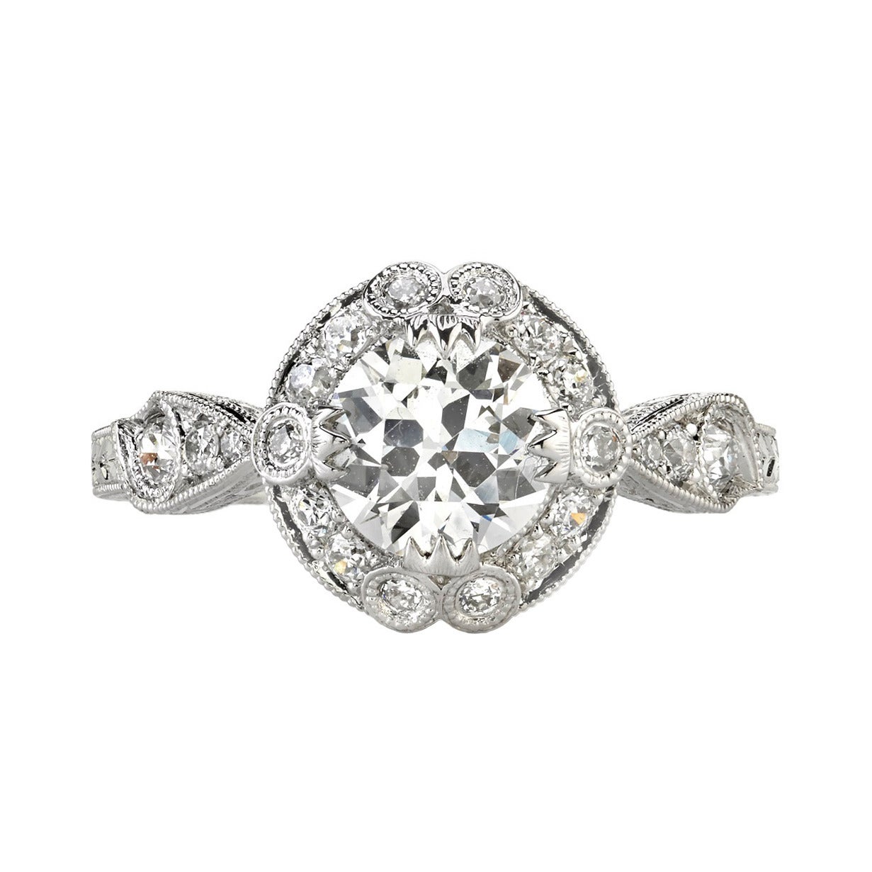 Old European Cut Diamond Platinum Engagement Ring