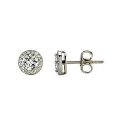 Old European Cut Diamond Platinum Stud Earrings 4