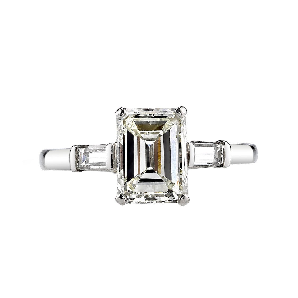 1.99 Carat Emerald Cut Diamond Platinum Engagement Ring