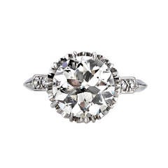 4.44 Carat Old European Cut Diamond Platinum Engagement Ring