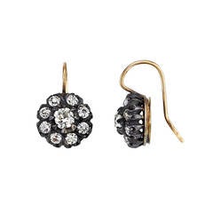 Old European Cut Diamond Silver Gold Cluster Earrings 11