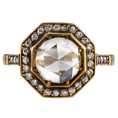 Rose Cut Diamond Gold Engagement Ring 9