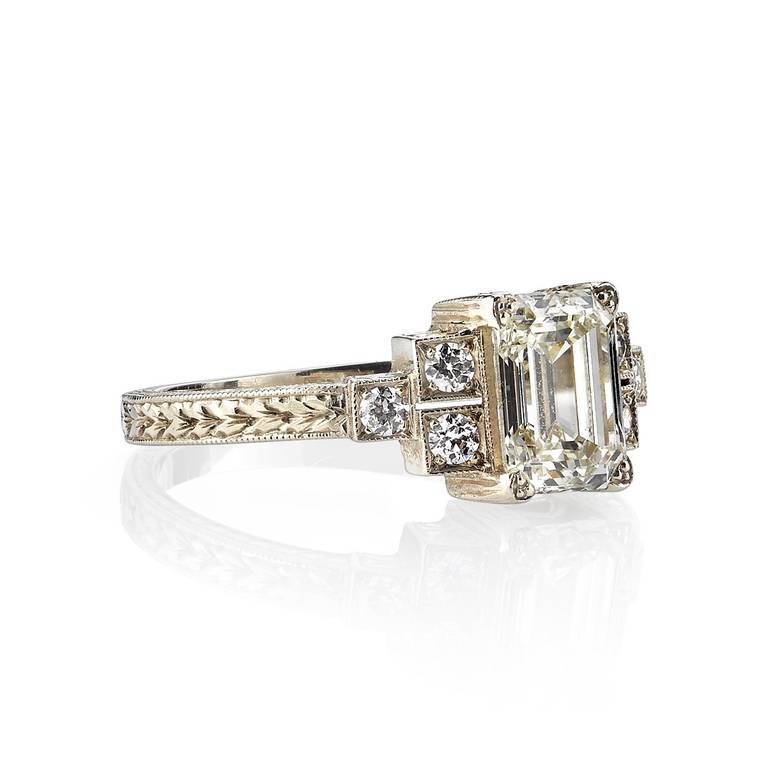 1.34ct KL/VS Emerald cut diamond set in an 18kt white gold handcrafted 