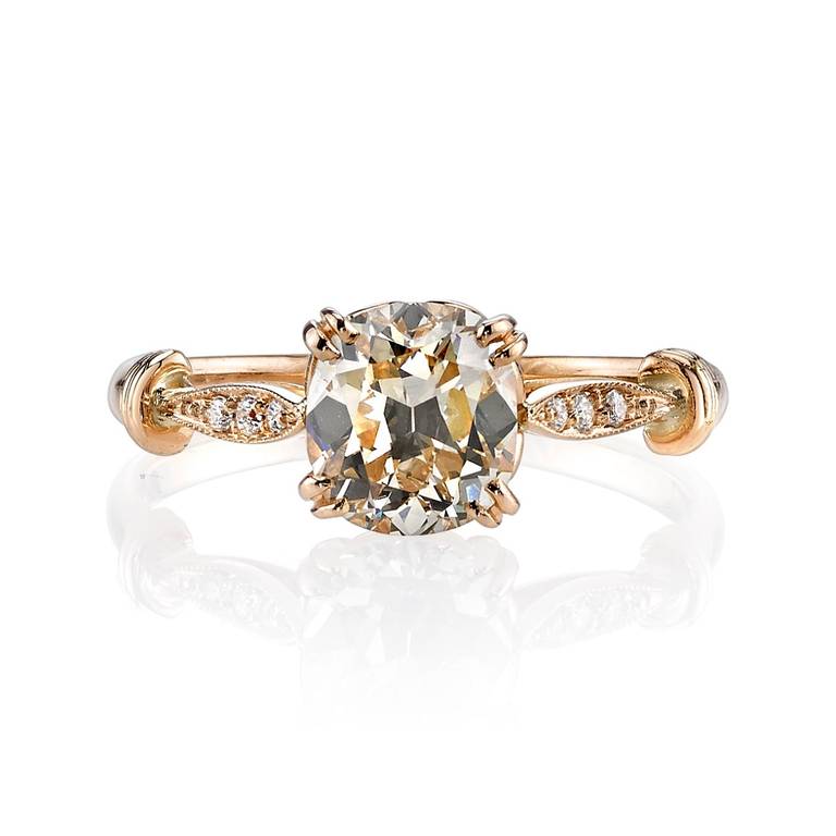1.30ct Brown/ SI Cushion cut diamond set in a set in a 18K Rose Gold handcrafted 