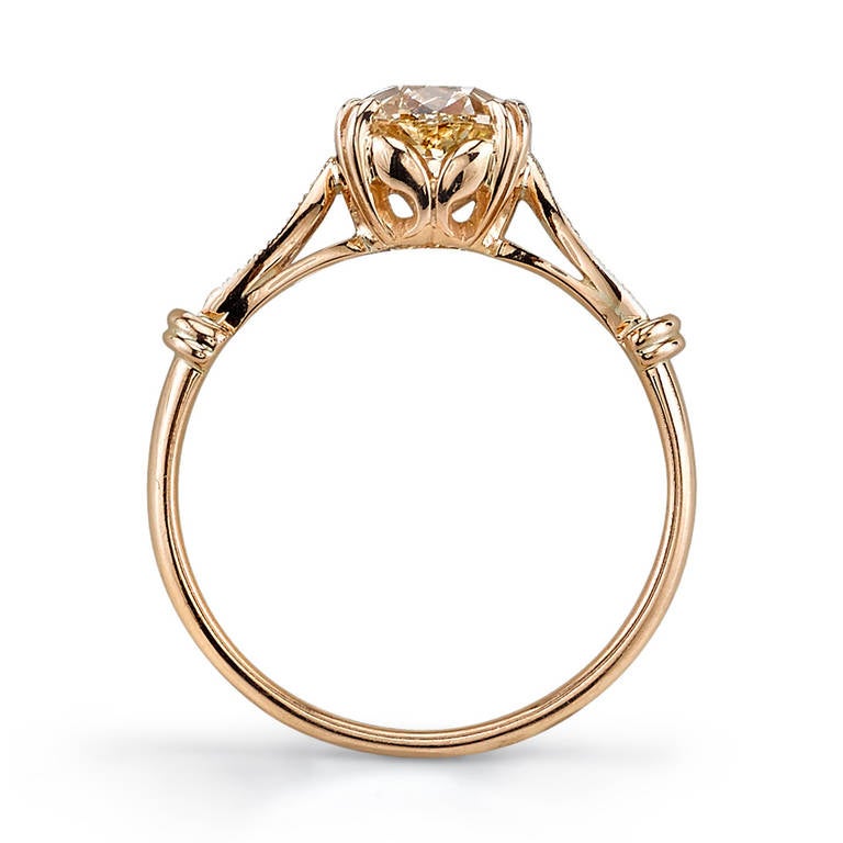 Art Deco Rose Gold Cushion Cut Diamond Engagement Ring