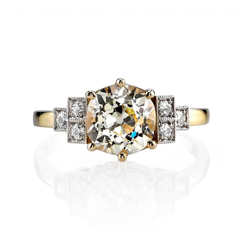1.81ct MN/VS Cushion cut diamond set in a 14k yellow gold and platinum handcrafted 