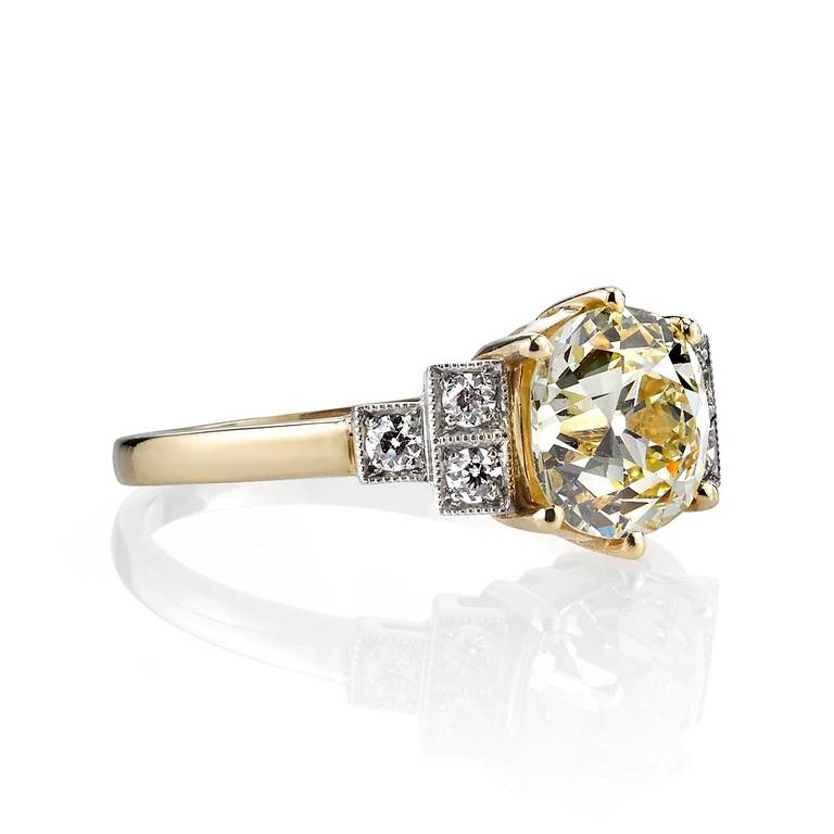 Art Deco Art  Deco Inspired Cushion Cut Diamond Engagement Ring